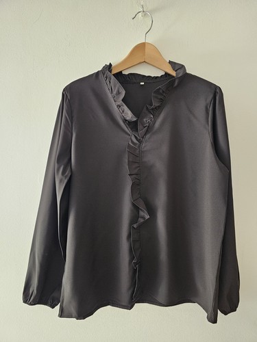 Camicetta nera con - volant, xl