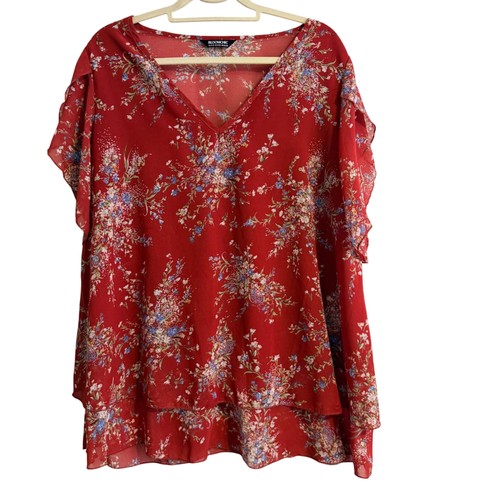Top bloomchic rosso floreale - top,